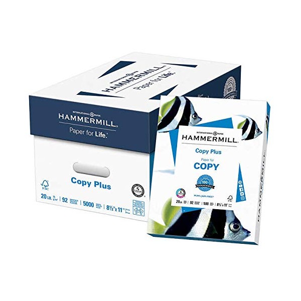 Hammermill Copy Plus Copy Paper, 8.5"x11" Letter, 20lb, 92 Bright,