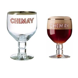 Chimay Belgian Ale Chalice - Mixed Gift Set - One 0.25 Liter Glass & One 0.33 Liter Glass