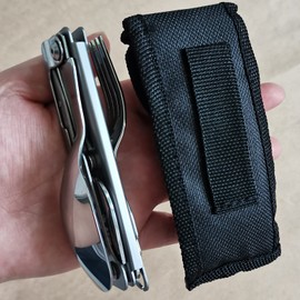 6-in-1 Detachable Camping Utensil, Stainless Steel Cutlery Folding Spoon, Fork, Knife, Wine Bottle Opener Can Opener Portable Combo Set for Camping Hiking Picnic Travel