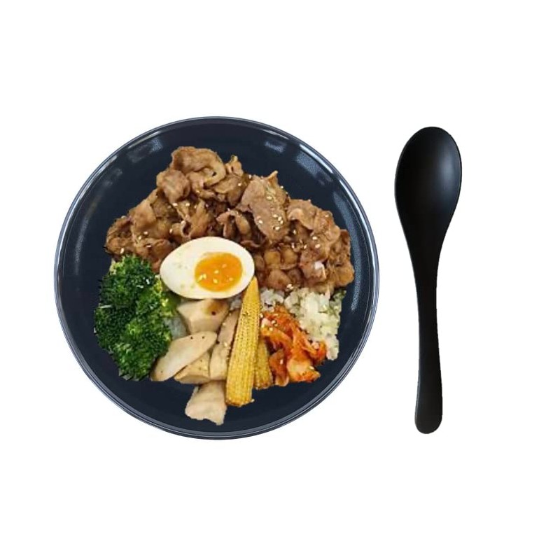 Lucky Star Melamine Mixing Serving Soup Spoon, 7-3/4” Long, Black,