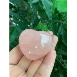 GAF TREASURES - Corazón grande de cuarzo rosa, corazón hinchado de cuarzo rosa pulido de 1.75 pulgadas, piedra de preocupación de cuarzo rosa, piedra de palma, piedra de corazón de cuarzo rosa