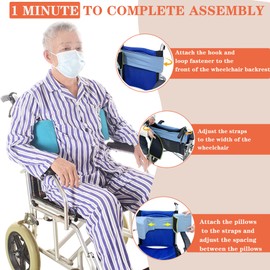 AUSTYLCO Wheelchair Lateral Support Cushion, Blue, Modern Style, Pillow Back, Flannel Material, Adjustable Size, Indoor Use