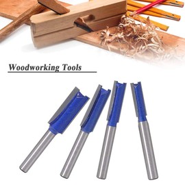 Mesee - Juego de 4 brocas rectas de grado industrial de 1/4 pulgadas, brocas rectas de doble flauta, herramientas de fresado para carpintería, diámetro de corte de 1/4 pulgadas, 5/16 pulgadas, 3/8 pulgadas, 1/2 pulgadas