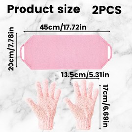 Back Exfoliator, Exfoliating Glove and Body Scrub Set, African Net Sponge and Back Scrubber, 45 x 20cm, Suitable for Home Spa Treatments, Exfoliation Before Shaving, and Skin Cleansing