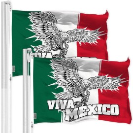 G128 2 Pack: Mexico Mexican Viva Mexico Flag  3x5 Ft  LiteWeave Pro Series