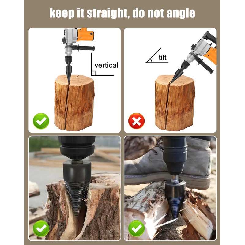 Firewood Log Splitter 2 Pack 45mm+32mm Easy Log Splitting Drill
