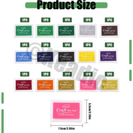 Keadic 15Pcs 15 Colors Craft Ink Pad Assortment Set, Washable Multicolor Craft Ink Pads for Rubber Stamp, Scrapbooking, Wood Fabric, Paper