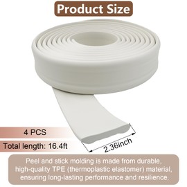 4 PCS Peel and Stick Wall Molding 16.4 Ft x 2.4" Chair Rail Moulding for Walls Adhesive Flexible Molding Trim for Home Decoration and Wall Protection