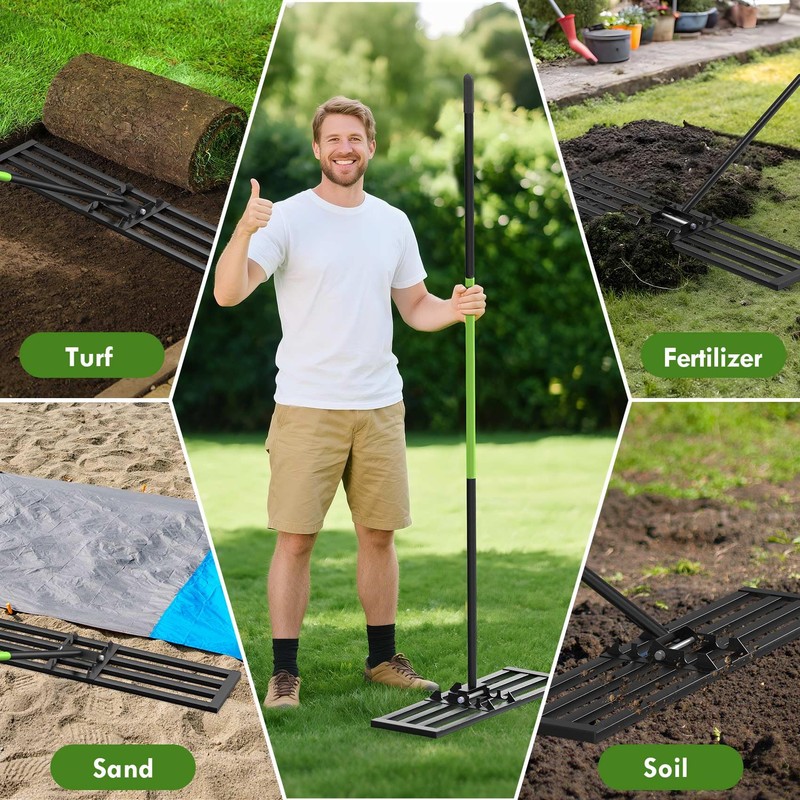 Seeutek Lawn Leveling Rake, 45” x 10” Lawn Leveler with