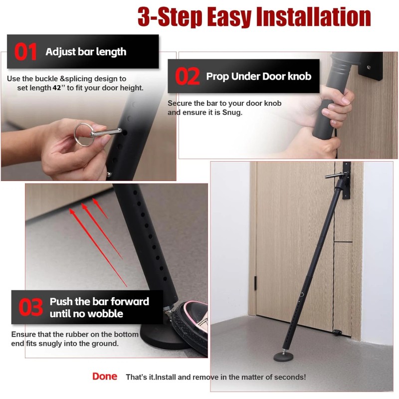 Nicecho Big Door Security lock Bar 1.3" dia. Burglar Barricade