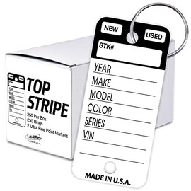 Versa-Tags Top Stripe and White Tear Proof Vinyl Poly Key Tags (Black)