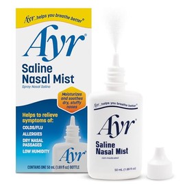 Ayr Niebla nasal salina, 1.69 onzas líquidas (paquete de 6) (el embalaje puede variar)