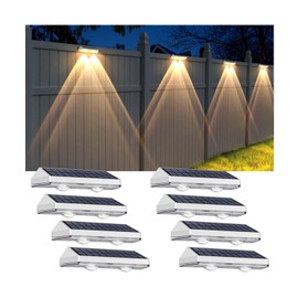 Solar Fence Lights Outdoor - 2700/4000/6000K 3 Modes, IP65 Waterproof Fence Solar Lights Outdoor, Fence Light Solar Powered for patio decor/Railing/Step and Wall - Unique Housewarming Gifts（8 Pack)