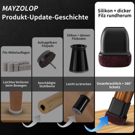 Protective Caps for Chair Legs with Felt, Rubber Furniture Leg Cups, Table Leg Cover, Furniture Mat for Hardwood Floors, Square Black, Side Length 20-28 mm, 16 Pieces