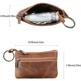 Leather Mens Tray Purses Coin Purse,Coin Holder,Cash Change Wallet,Key Holder,Money Pouch,Key Wallet Pouch,Leather Pouch,Money Pouch,Gifts for Men Dad Father (Brown-1)