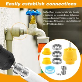 PVC Pipe Threader Kit,PVC Thread Maker Tool for Electric Drill,with 3 Dies, 1/2", 3/4", 1",PVC Pipe Threader Set with Various Die Sizes,for Home Renovation Project