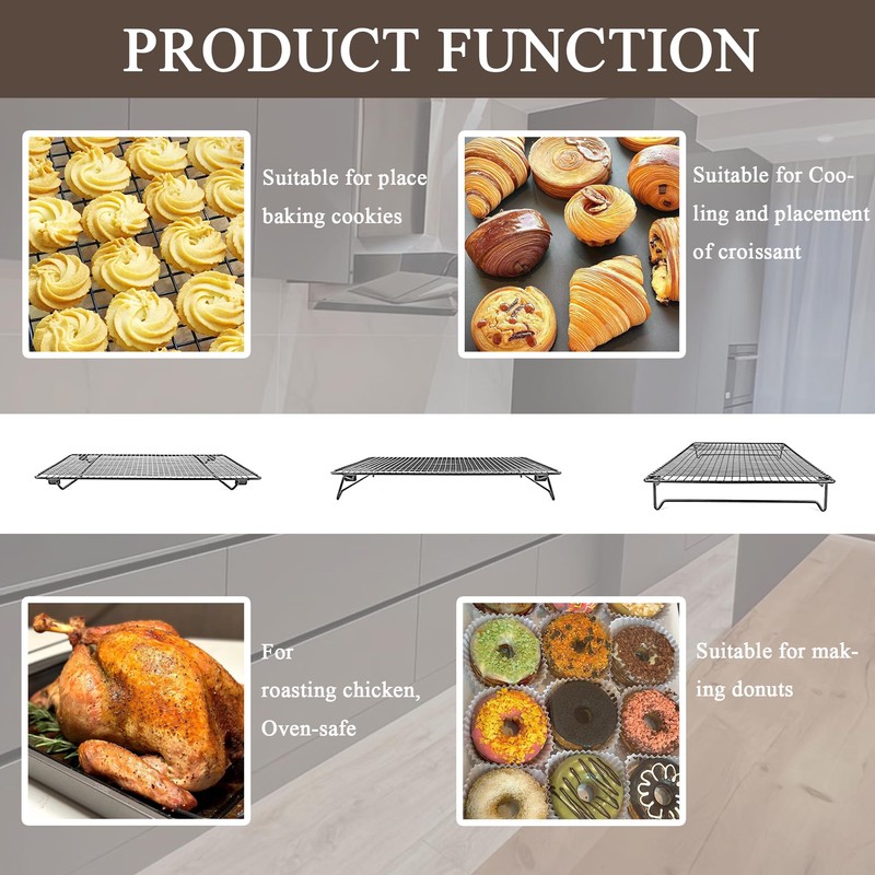 budimer Set of 2 Cooling Racks with Folding Legs，for Cooking,