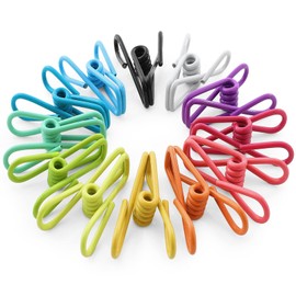 Bag Clips for Food Storage, 24pcs Steel & PVC Coated Food Clips Bag Sealing Clips, Multi-function Food Pegs Clips, Clothes Pegs, Paper Clips, Durable Freezer Bag Clips for Kitchen Home Office