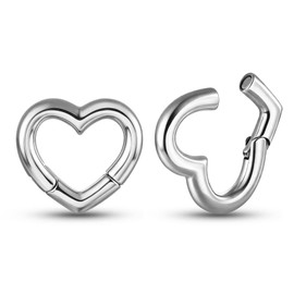 Twolobes 2 PCS Sacred Heart Ear Weights for Stretched Ears, Hypoallergenic 316 Stainless Steel Ear Hangers Ear Plugs Tunnels Gauges 2g(6mm) Body Jewelry Women Men (Silver 1#)