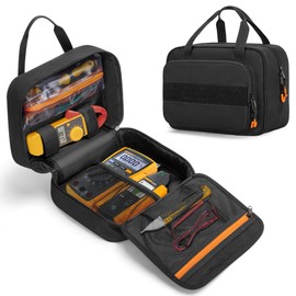 Rexmica Electric Tester Tool Storage Bag Compatible with Fluke Digital Multimeter/Clamp Meter Measures, Carrying Bag with Multiple Pockets for Electrician (Bag Only)