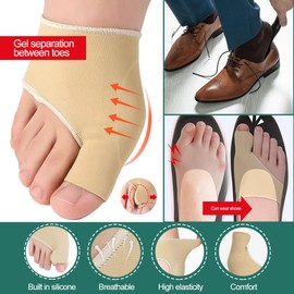 GHPKOTW 2 Paare Hallux Valgus Socken, Hallux Valgus Korrektur, Hallux Valgus Bandage mit Silikonpads für Männer und Frauen, Zehenspreizer Hallux Valgus, Zehenspreizer Großer Zeh