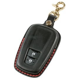 [Usable] Toyota Key Case, Premium Genuine Leather, RAV4, Corolla Cross, Corolla Touring, Prius, 50 Series, Corolla Sport, Land Cruiser, Prado 150, Late 150, Camry, 70 Series, 220 Crown, 86, Prius phv (2 Buttons, Black)