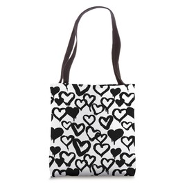 Graffiti Hearts Abstract Pop Art Minimalist Black White Tote Bag