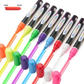 ONUPGO Liquid Chalk Markers, 8 Colors Chalk Pens for Blackboard, Chalkboard Signs, Glass Window, Graduation Celebration - Washable Wet & Dry Erasable Window Neon Chalk Maker for Cars