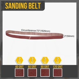 CoCud 2 x 72 Inch Sanding Belt, 4 Pcs 40/60/80/120 Grit Knife Sharpener Belts Work Sharpening for Belt Sander Knife Carving Tool Metal Working