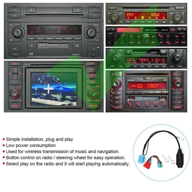 Headerbs Radio 20-Pin 8-Pin Connection Cable Car Radio Adapter Bluetooth