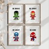 Superhero Wall Art for Boys - Set of 4 Prints