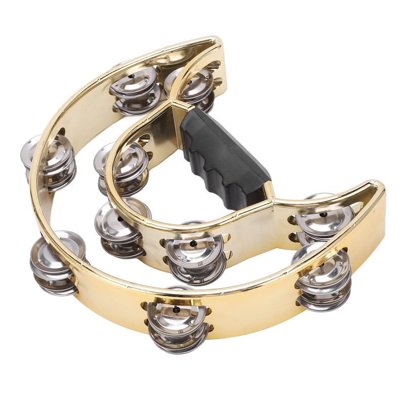 Double Row Bell Drum, Lightweight Hand Ambourine with Bright Sound,