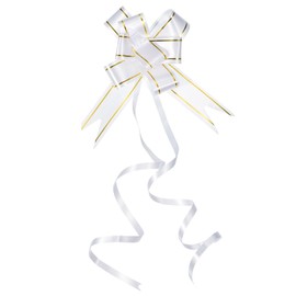 M METERXITY 40 Pack Pull Bows - Gold Thread Style Present Wrap String Bow, (2.8" White)