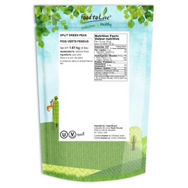 Green Split Peas, 4 Pounds – Dried, Vegan, Kosher, Bulk. Easy to Cook. Rich in Protein, Fiber, Essential Minerals. Great for Pea Soup, Stews, Salads. Perfect to Serve with Rice.