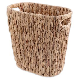 WLLHYF Woven Trash Basket, Mini Boho Wicker Waste Basket Small Trash Can Natural Brown Wicker Garbage Can with Handles for Office Bathroom Bedrooms