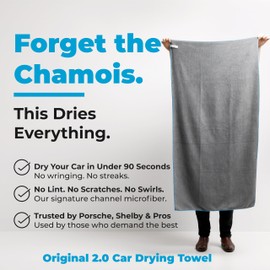 Rapid Dry Towels - Original 2.0 Car Drying Towel (59x30in/150x75cm) – Ultra Absorbent Microfiber – Dries Entire Vehicle in One Pass – No Wringing Needed – 2,500+ Reviews – Trusted by Pros