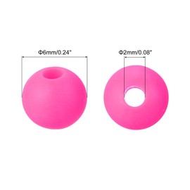 uxcell 50 abalorio de silicona de 6 mm, abalorio redondas de goma sueltas a granel para manualidades, llaveros, pulseras, joyería (rojo rosa)