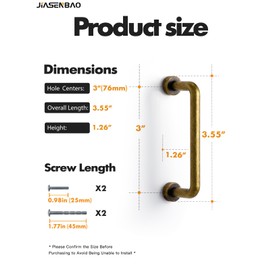 JIASENBAO Antique Brass Cabinet Bar Pulls 3" Hole Center 10 Pack Classic Vintage Retro Drawer Handles Kitchen Cupboard Bathroom Dresser Cabinet Hardware