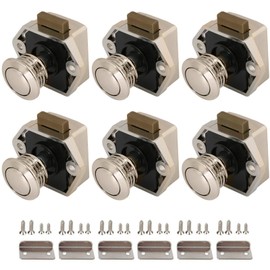 6PCS Push Button Latch Catch Push Door Lock,Push Button Latch Lock, Motorhome Caravan Cabinet，Cabinet Drawer Catch Locks RV Motorhome Camper ABS Brown,Magnetic Drawer Catches