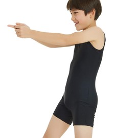 Boy's Gymnastics Unitard Toddler Ballet Dance Practice Atheletic Competition Training Leotard Black,XLC