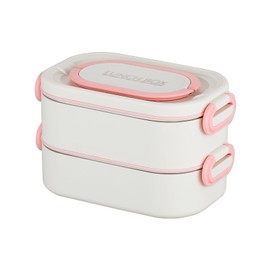 Jxkgenix Junior Lunch Box for Children with Compartments, Colourful, Divided, Leak-Proof, School BPA-Free Lunch Box for Nursery, Bento Box, Safe Lunch Box (Double Layer Pink)