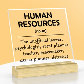 HR Gifts for Women Men Human Resources Office Decor HR Appreciation Gift Acrylic Plaque with Stand Thank You Gift for HR Manager Director Coworker Colleague Birthday Christmas Retirement Gift