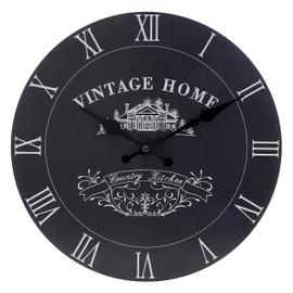 Premier Housewares 2200430 Frameless Wall Clock Vintage Kitchen Clocks Wall Home Wall Clock Modern Wall Clocks for Bedrooms Wall Clock for Living Room Black, 29 cm