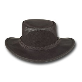 Barmah Hats Foldaway Bronco Cooler Leather Hat - Item 1062 (Large, Brown)
