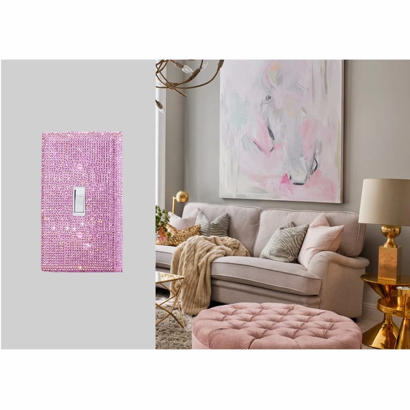 Shiny Pink Rhinestones Wall Plates Light Switch Decorative Cover Plate