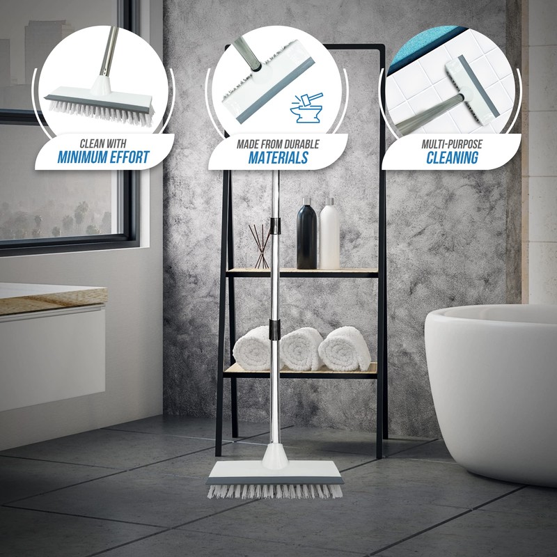 Floor Squeegee Broom Scrubbing Brush with Stiff Brush Bristles and