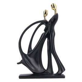 Couple Dancing Statue Lover Art Figurine Ornament Resin Decoration Sculpture for TV Cabinet Bookshelf Desk Gold Waist Hugging 25.6x15.8cm