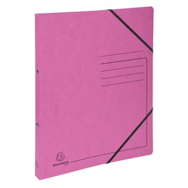 Exacompta - ref. 542557E - 1 printed glossy card binder with rubber bands - 2 round rings 15 mm diameter - 20 mm spine - External dimensions: 32 x 25 cm - A4 file format - Colour: pink