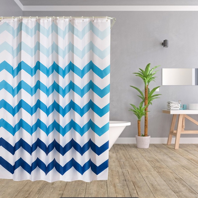 Polyester Floral Wave Shower Bath Curtain Thicken Waterproof Bathroom Curtain