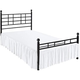 Ruffled Bed Skirt with Split Corners, Gathered Style, 100% Microfiber-24 Drop, Dust Ruffle Bed Skirts Queen, White